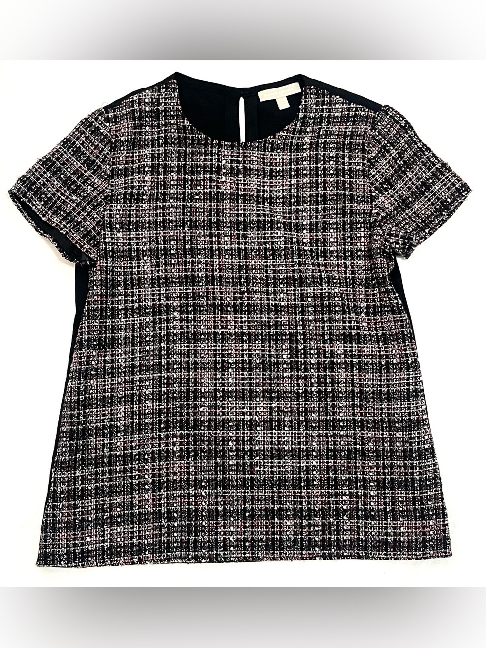 Banana Republic Black and White Tweed Front Short-Sleeve Tunic Women’s Small